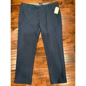 Ted Baker Cazzman Men's Dark Blue Linen Blend Flat Front Slim Fit Pants Size 40